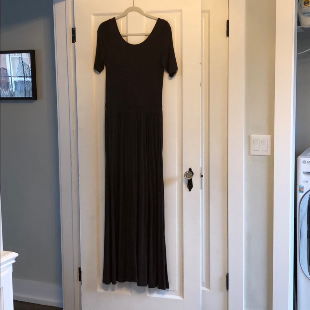 Anthropologie brown maxi dress